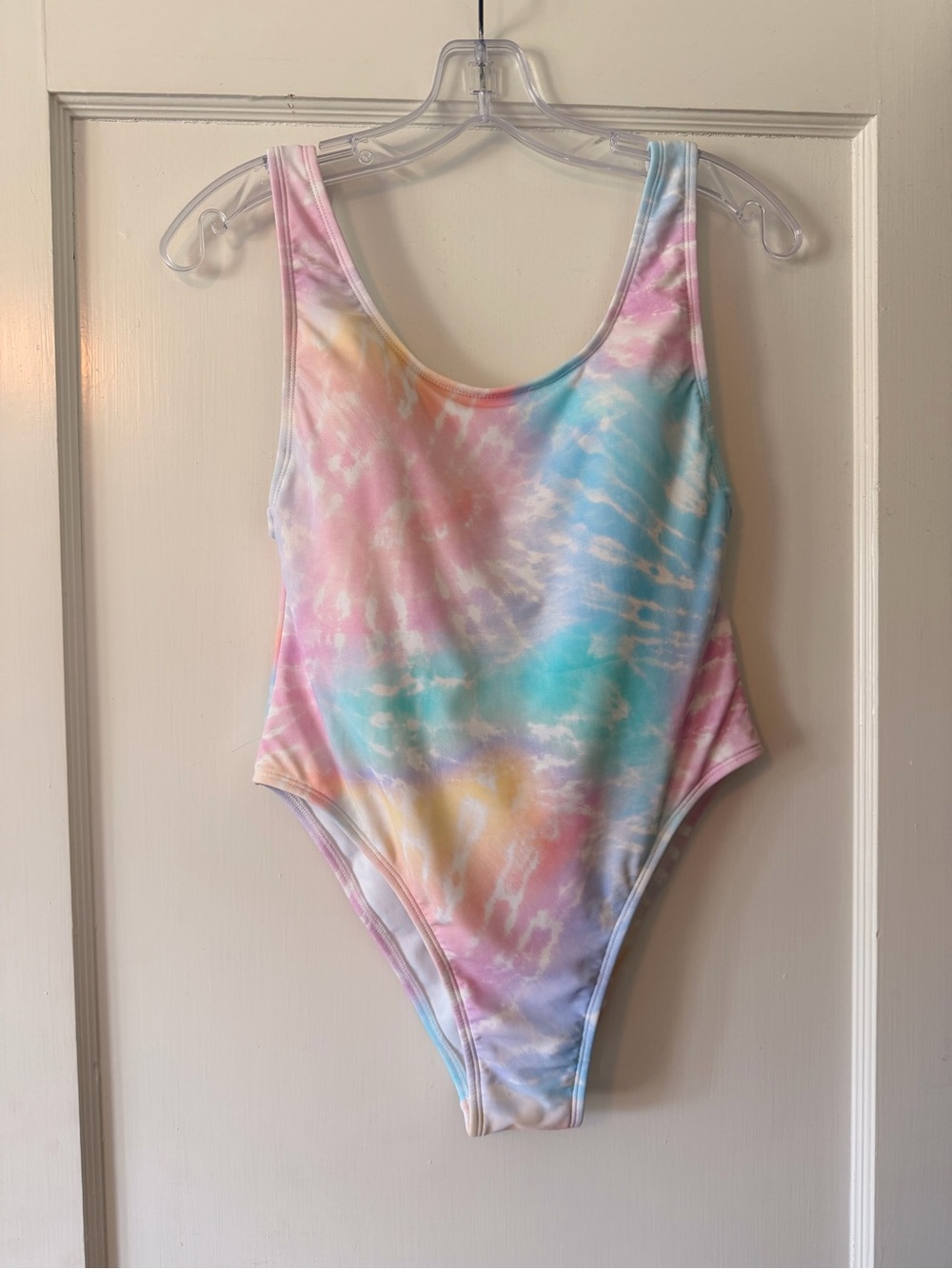 Xhilaration Pink and Yellow Pastel Tie-Dye One-Piece Swimsuit